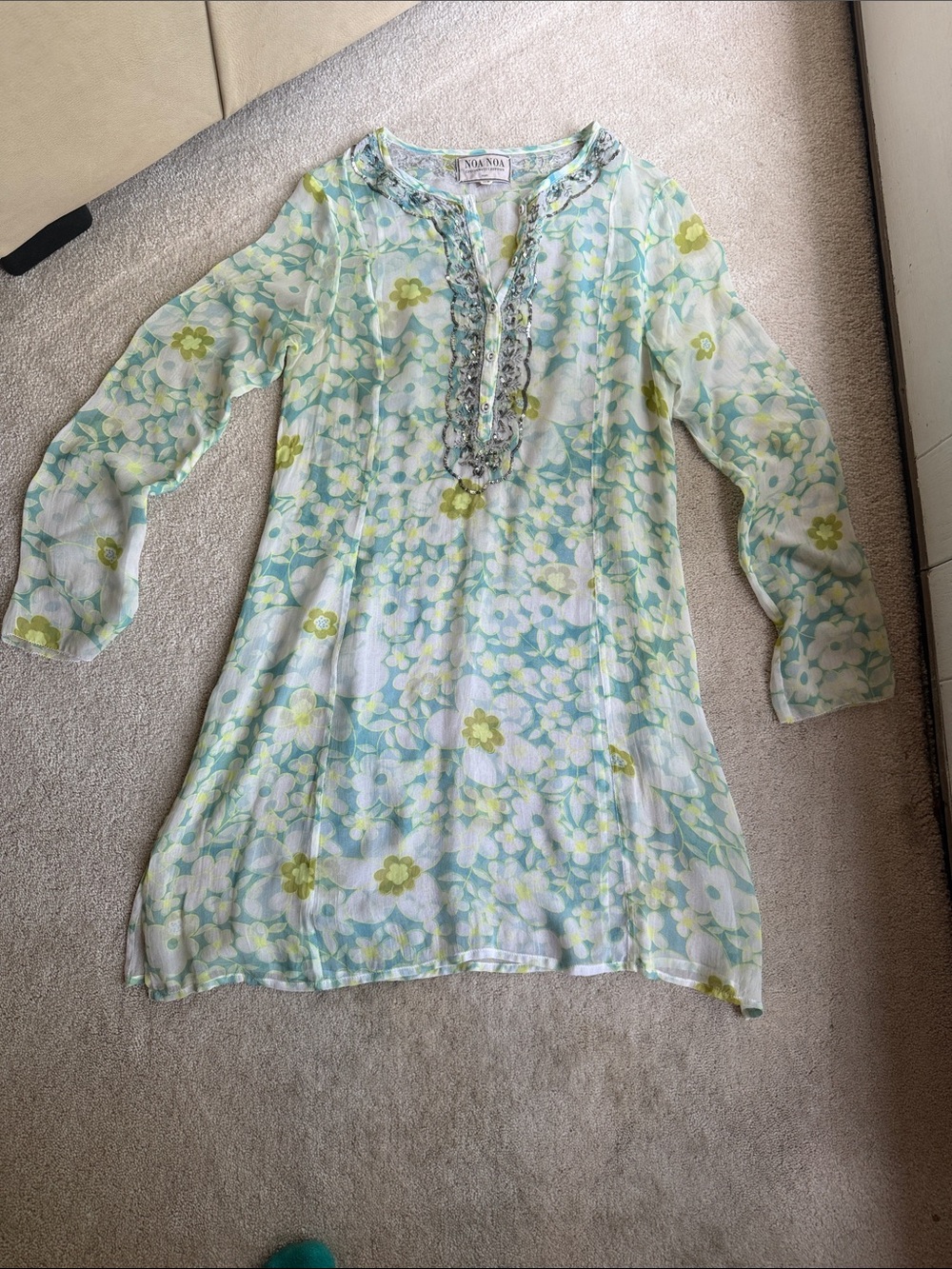 Wonen’s xs Light Green/blue/ white Cincinnati Chiffon Tunic Dress